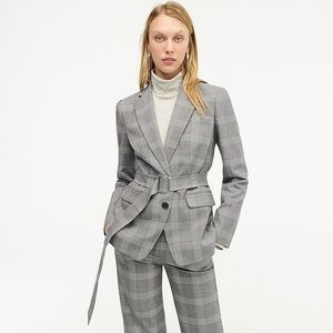 J. Crew Belted Blazer in Glen Plaid